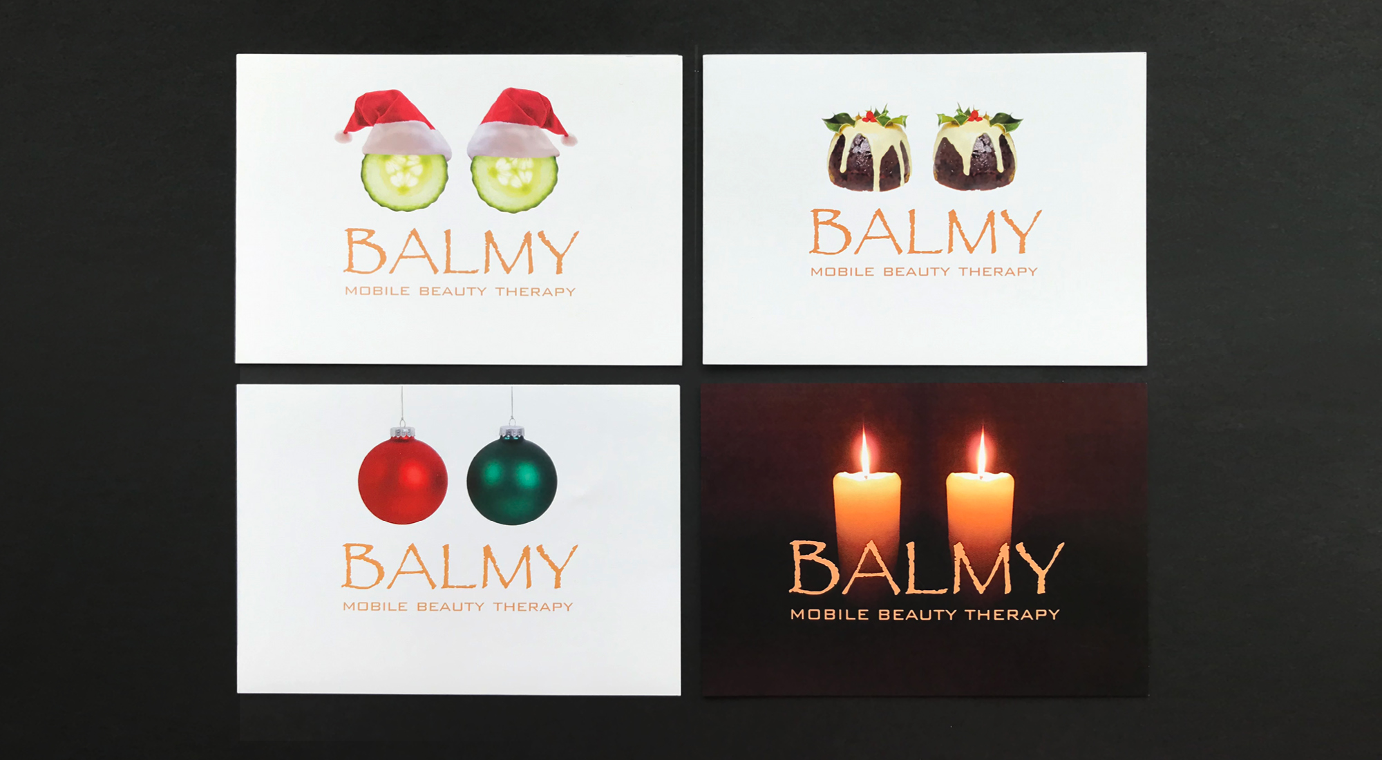 Balmy Mobile Beauty Therapy Christmas cards Alison Leavers Bishops Stortford