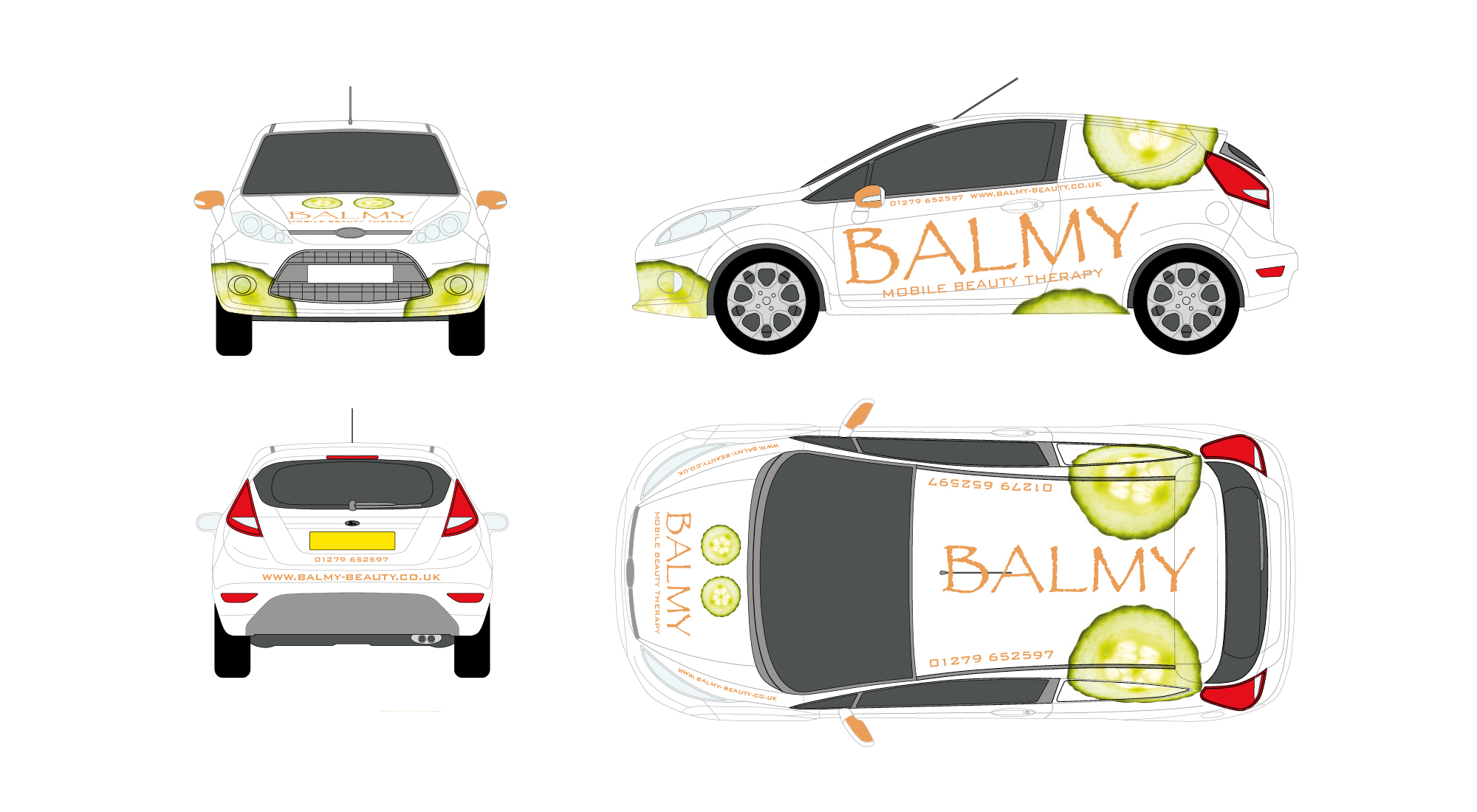 Balmy Mobile Beauty Therapy vehicle graphics Alison Leavers Bishops Stortford