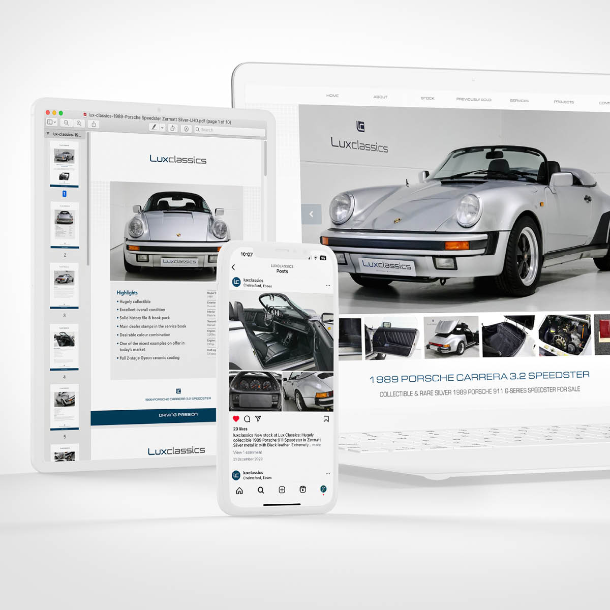 Lux classics and sports car sales and restoration Chelmsford Essex Mercedes Benz 190Sl Jaguar E-Type Porsche 356