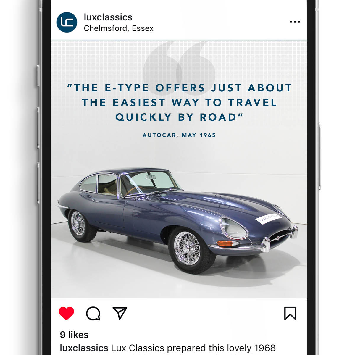 Lux classics and sports car sales and restoration Chelmsford Essex Mercedes Benz 190Sl Jaguar E-Type Porsche 356