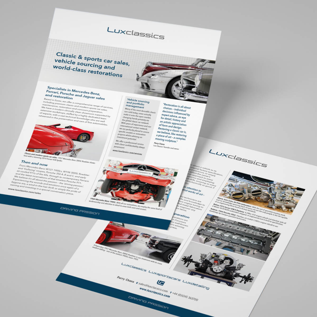 Lux classics and sports car sales and restoration Chelmsford Essex Mercedes Benz 190Sl Jaguar E-Type Porsche 356