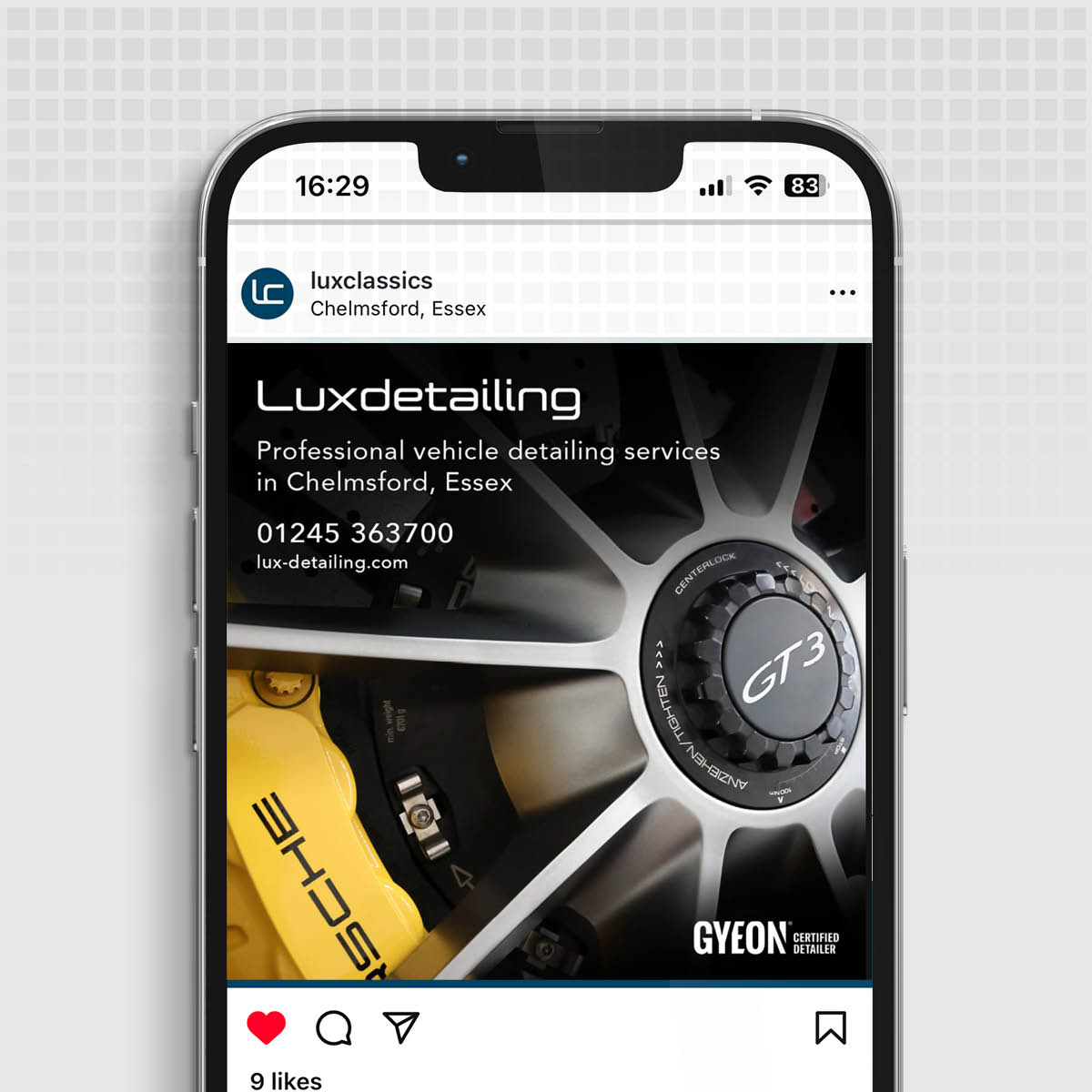 New sports and classic car vehicle detailing services Chelmsford Essex Gyeon Certified Detailer 